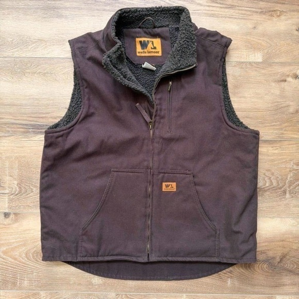 Wells Lamont Cloth Field Vest Mens XL Brown Cotton Canvas Sherpa Utility Hunting